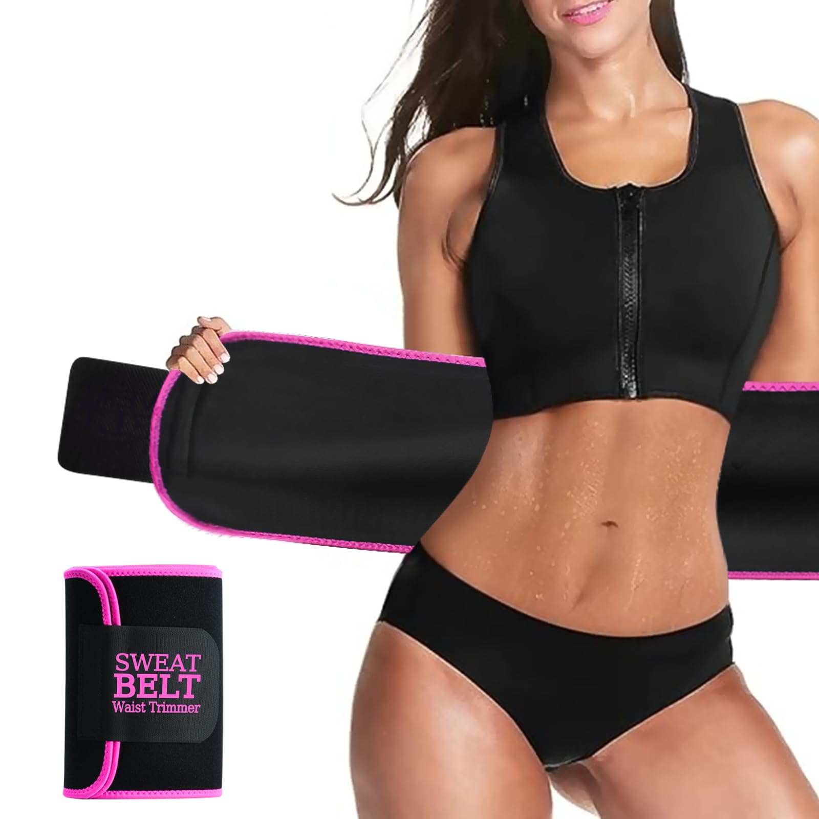 UPYOGAA Sweat Slim Belt for Men & Women | Neoprene Tummy Trimmer Belt for Fat Loss, Stomach Shaping & Workout Support | Adjustable Waist Trainer Sauna Belt for Gym, Yoga & Daily Use
