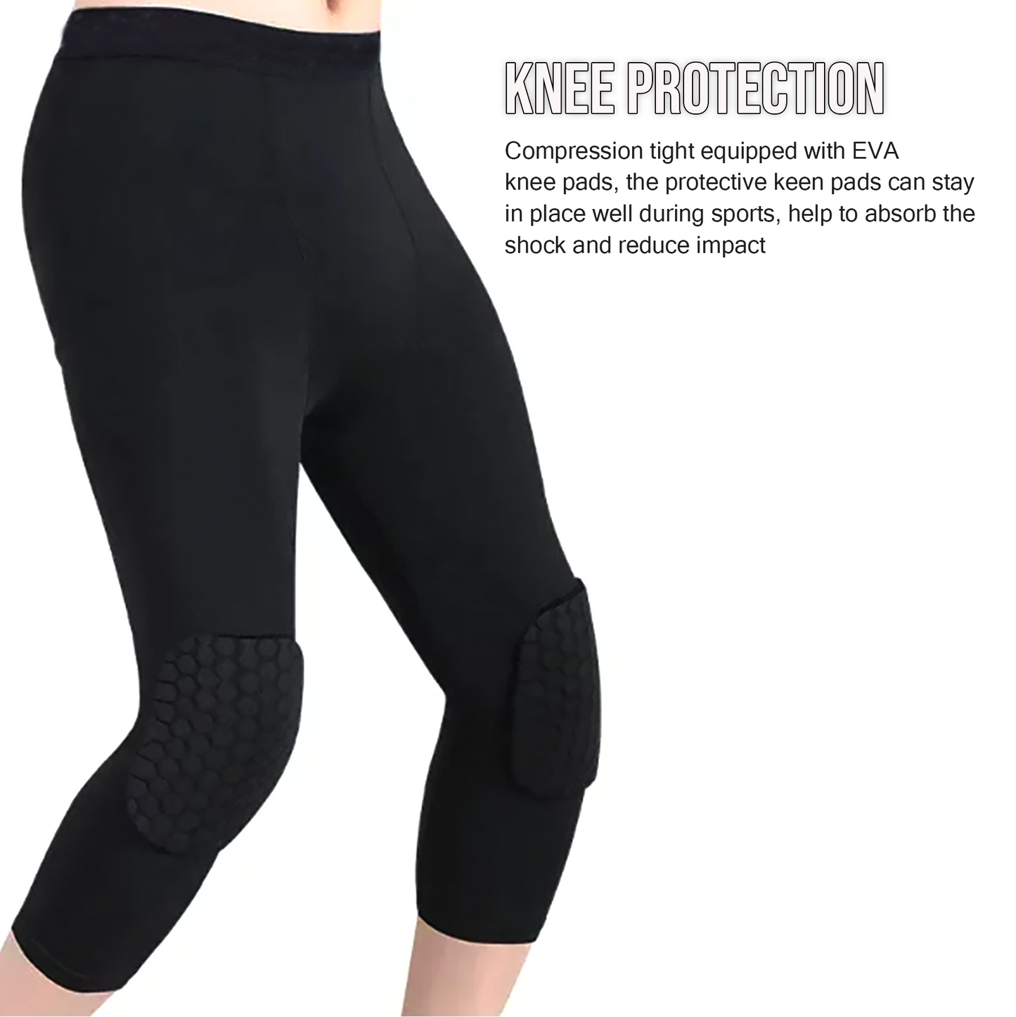 Upyoga Yoga Pants with Knee Pads | 3/4 Compression Leggings Capri Tights