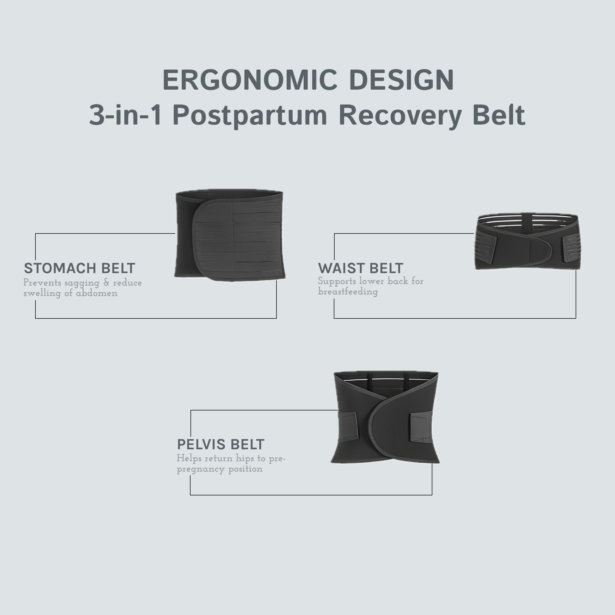 Upyogaa 3-in-1 Postpartum Belly Belt | Medical-Grade Fabric | Breathable | Skin Friendly| 1 Year Warranty
