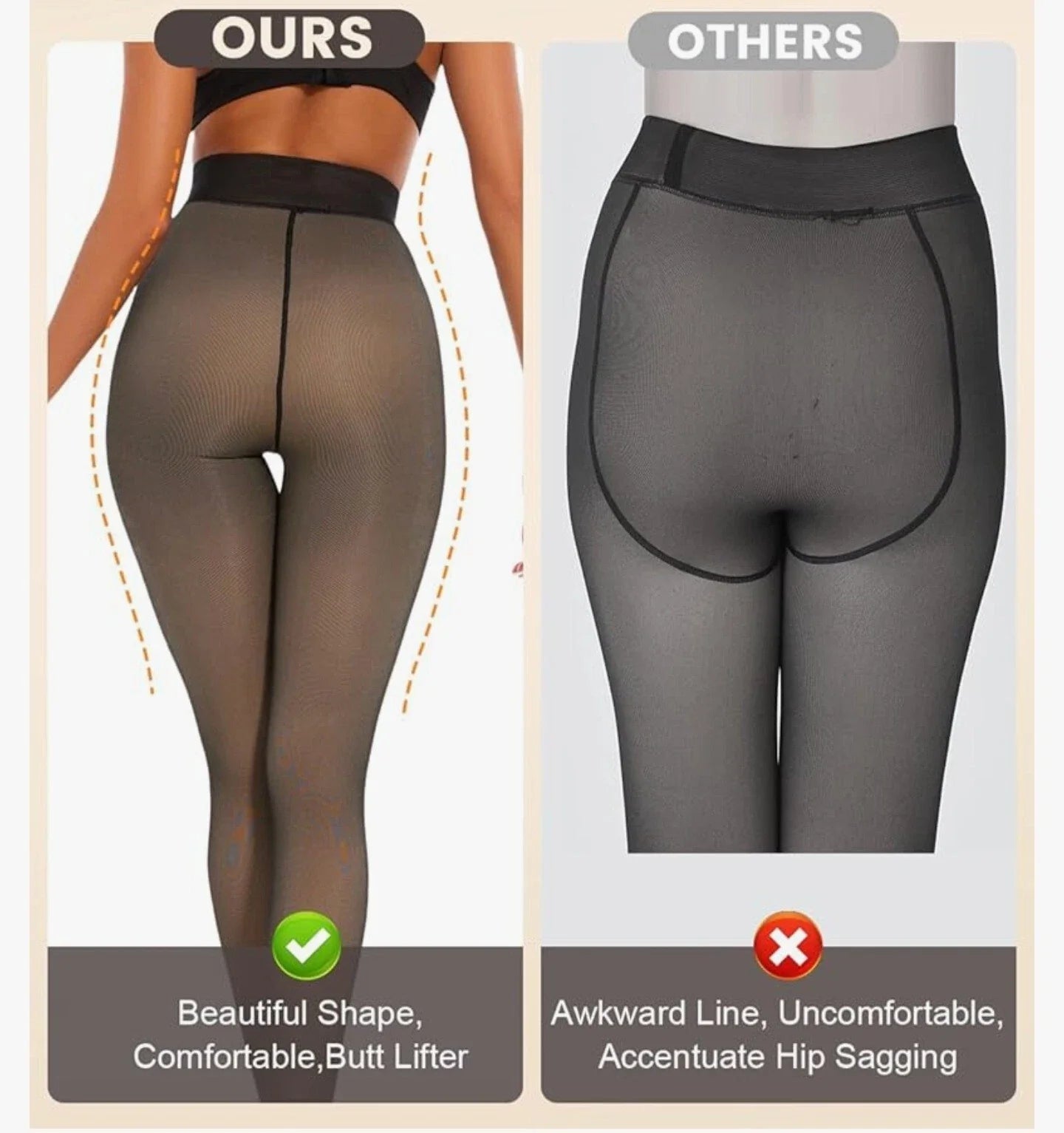 UPYOGAA™ FUR-LINED SHEER TRANSLUCENT SINGLE LEGGINGS