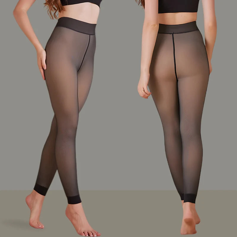 UPYOGAA™ FUR-LINED SHEER TRANSLUCENT SINGLE LEGGINGS